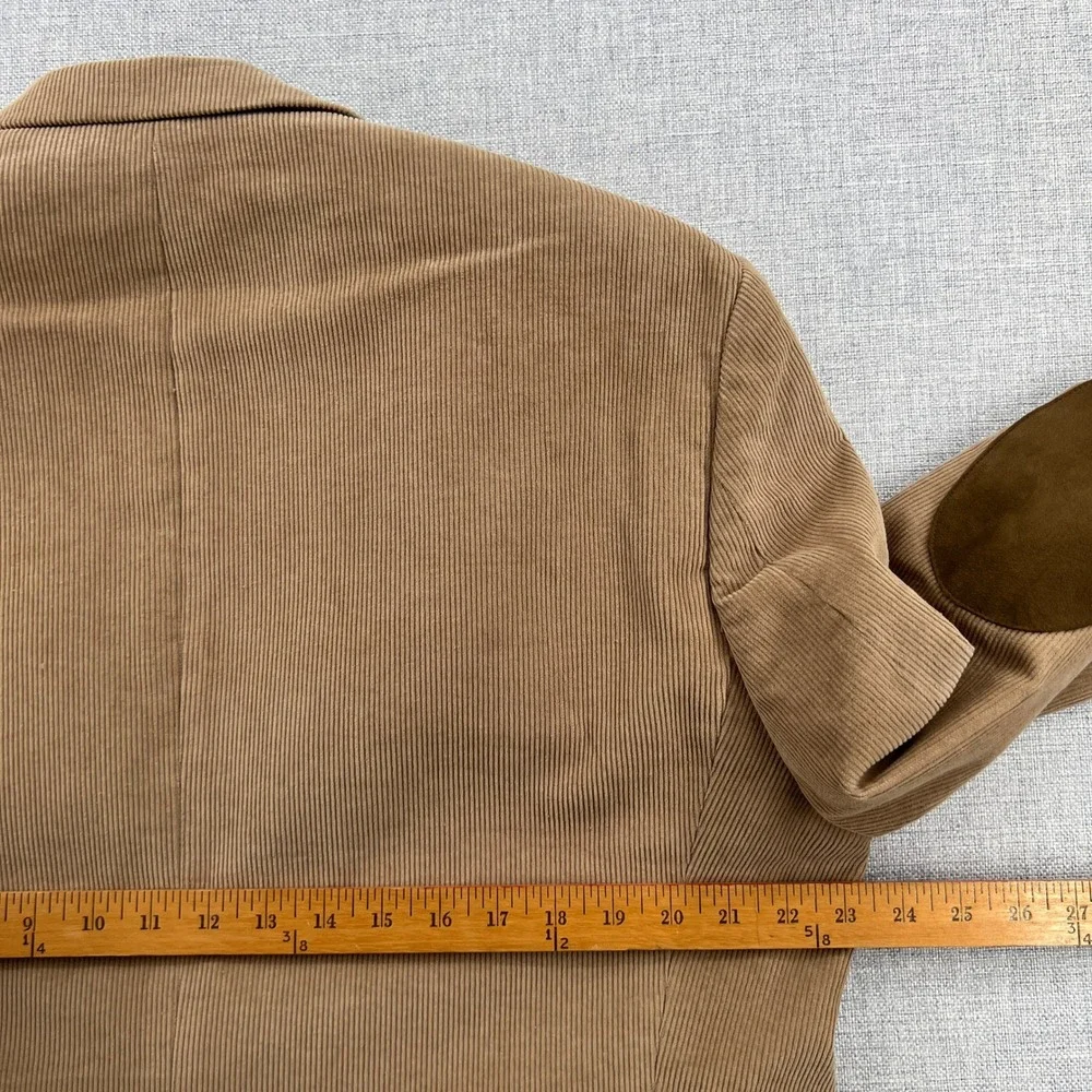 Chaps Mens 44R Corduroy Blazer Sport Coat Tan Beige Suede Elbow Patches Academia